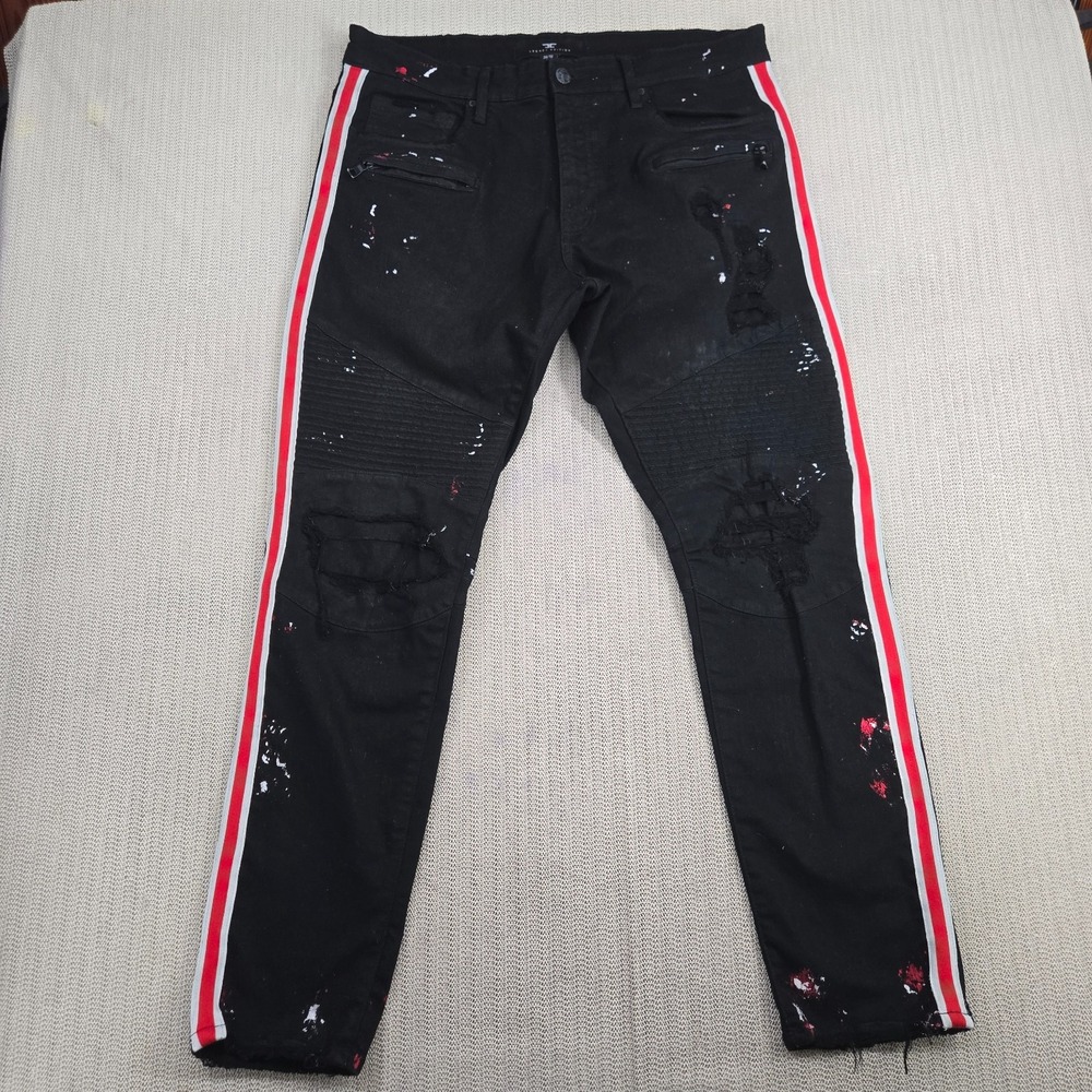 Jordan Craig Legacy Edition Sean Jeans Men 38x32 Black Splatter Urban Streetwear